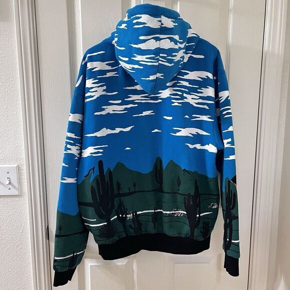 First Row Graphic Mountain Hoodie Full Zip Embroidered Applique Men's Size Large - Picture 16 of 16